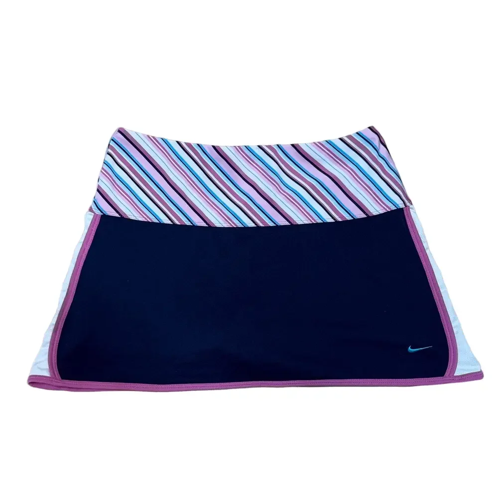 Nike Girls M Blue Pink Striped Skort Dri-Fit Athletic Tennis Running Active - Picture 1 of 8